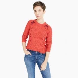 The Reeds X J Crew cable-knit crewenck sweater at J. Crew